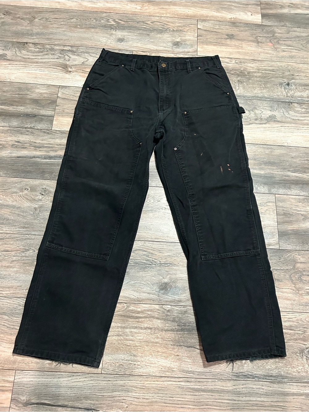 Carhartt B136 BLK Double Knee Carpenter Pants Mens 38 x 32 Vintage Great Look